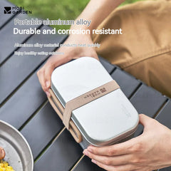MOBI GARDEN Camping Outdoor Aluminum Dinner Box Tableware Lunch Kit Portable Stainless Steel Picnic Large Capacity Container New