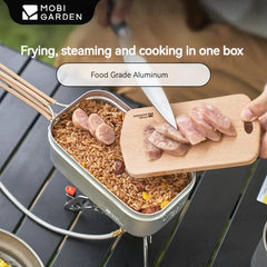 MOBI GARDEN Camping Outdoor Aluminum Dinner Box Tableware Lunch Kit Portable Stainless Steel Picnic Large Capacity Container New