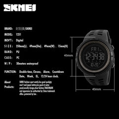 SKMEI Brand Men Sports Watches Fashion Chronos Countdown Waterproof LED Digital Watch Man Military Wrist Watch Relogio Masculino